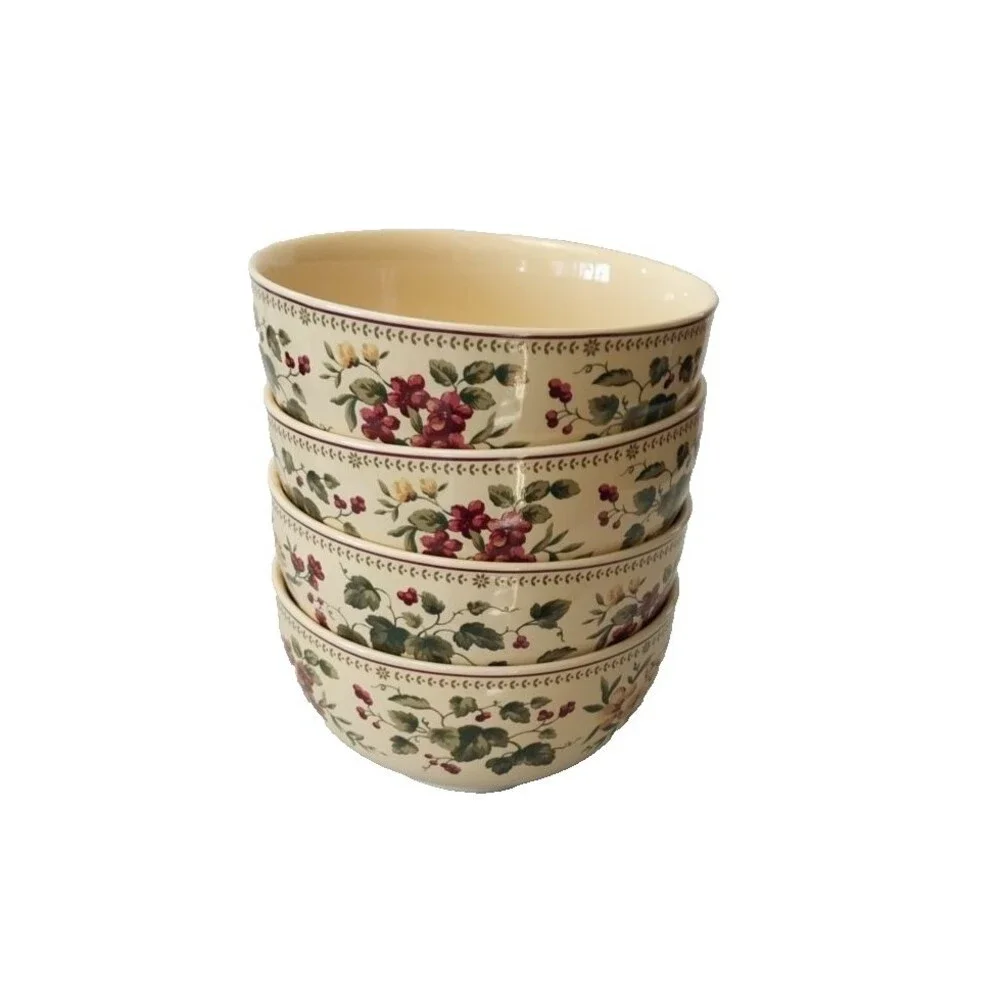 WAVERLY Garden Room 4 PC Soup Cereal Fruit Bowls Made in Poland 6